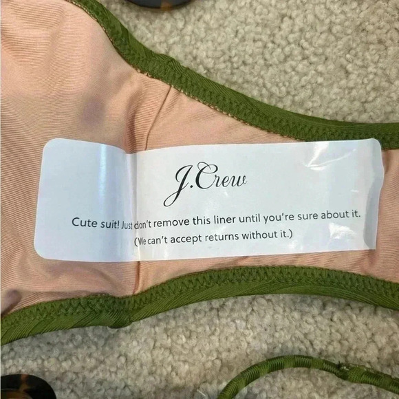 NWT J crew green Wide-rib curved-waist cheeky string bikini bottom with rings - Picture 6 of 7